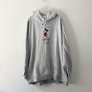 H&M disney // heather gray  mickey mouse embroidered hoodie Large